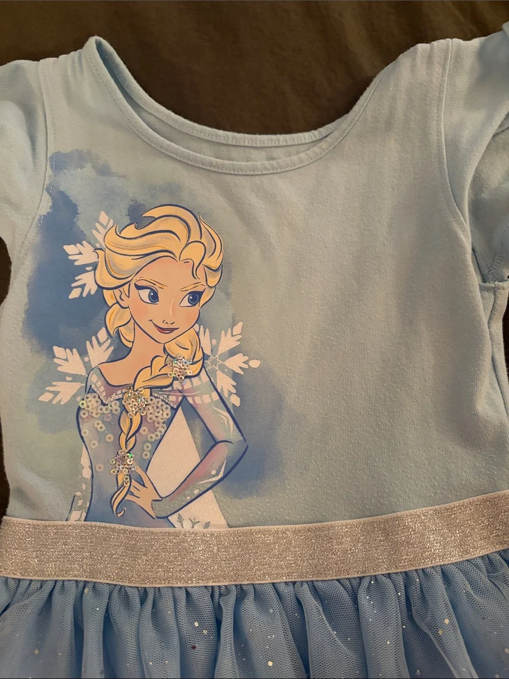 Disney Girls Light Blue Frozen Elsa Layered Tulle Dress Pair